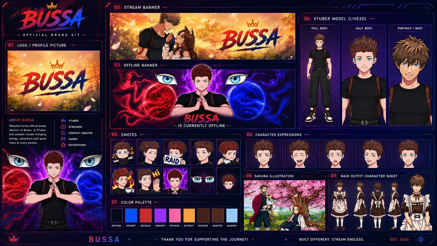 Full channel rebrand — Bussa — VTuber brand kit