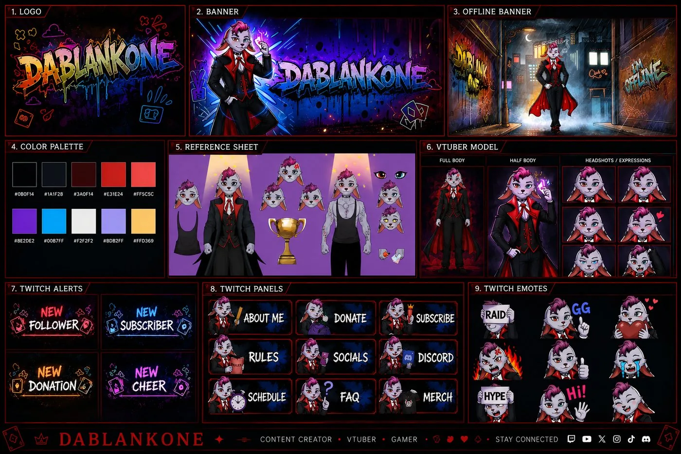 Full channel rebrand — DaBlankOne — VTuber brand kit